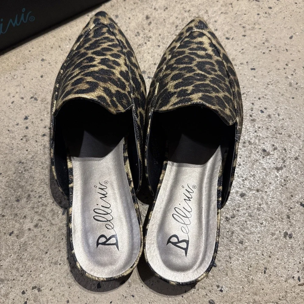 Bellini Women Formosa Leopard Synthetic‎ Pointy Toe Mule Sz 9.5W